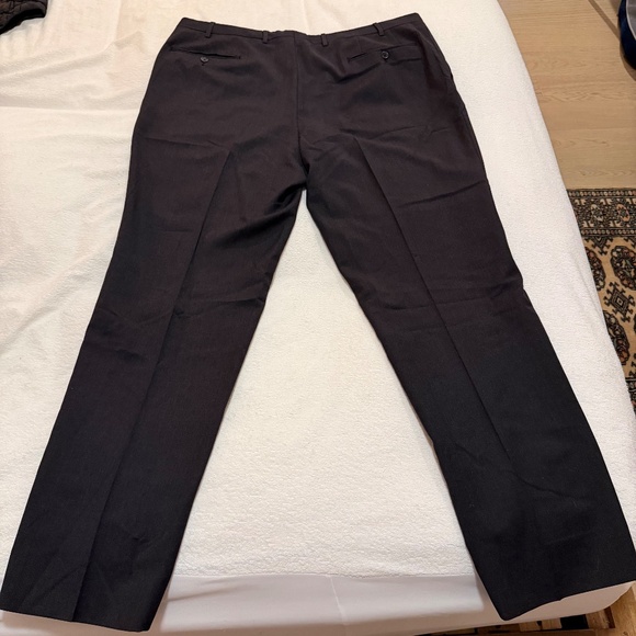 Canali Pants Black 100% Pure Wool Italian Cuffed Pleated Size US 42 Suit Wedding